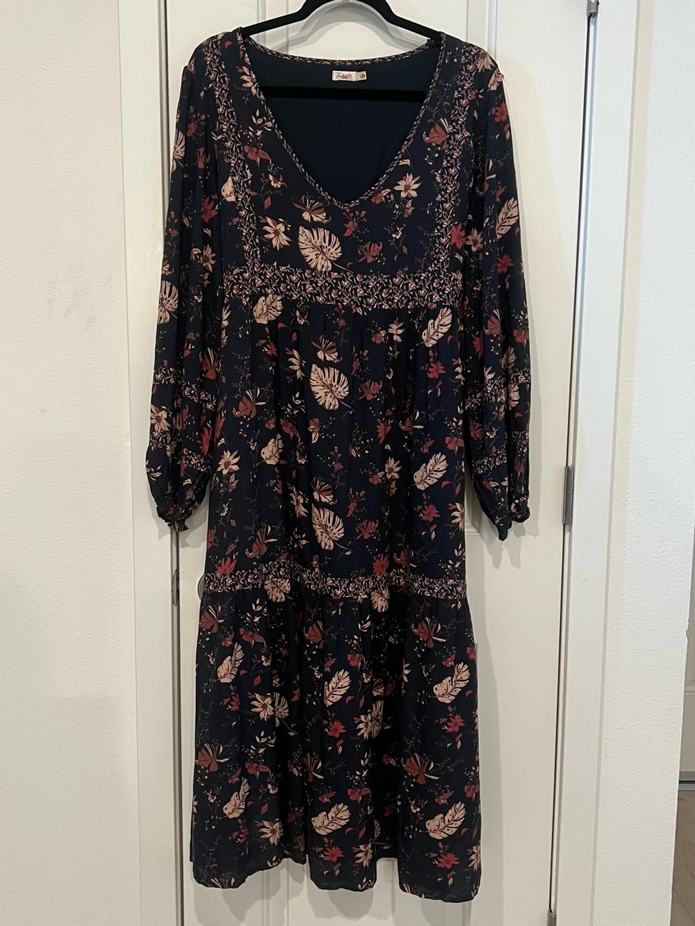 Faherty Boho Maxi Dress‎ belted floral bohemian Large floral Cottagecore Peasant - Picture 3 of 10